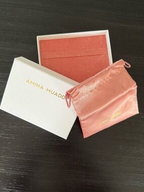 Amina Muaddi Jewlery Presentation Box with Coral Pink Satin Dust Bag
